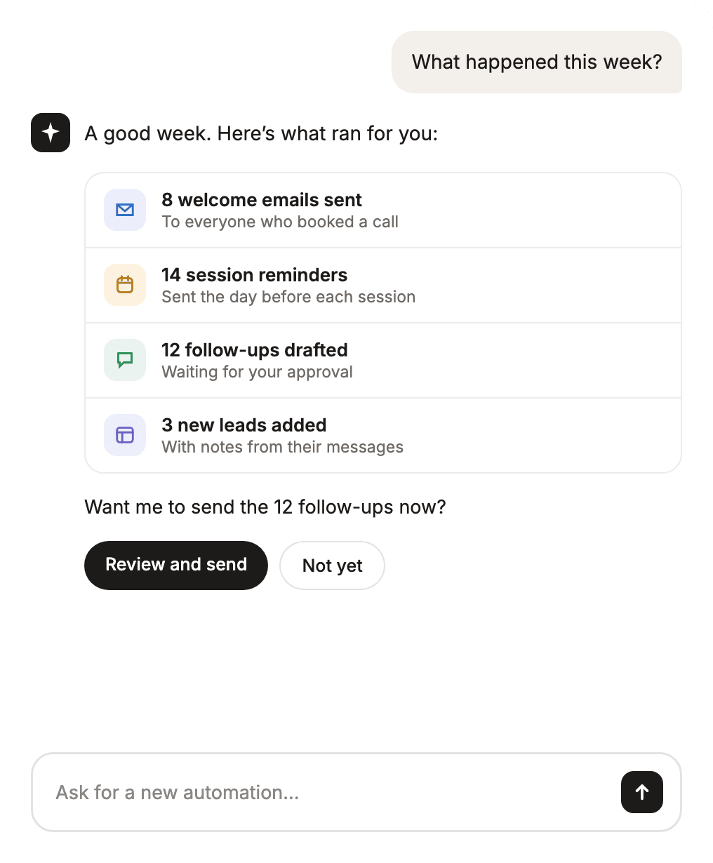 Asking an AI assistant what happened this week and getting a recap